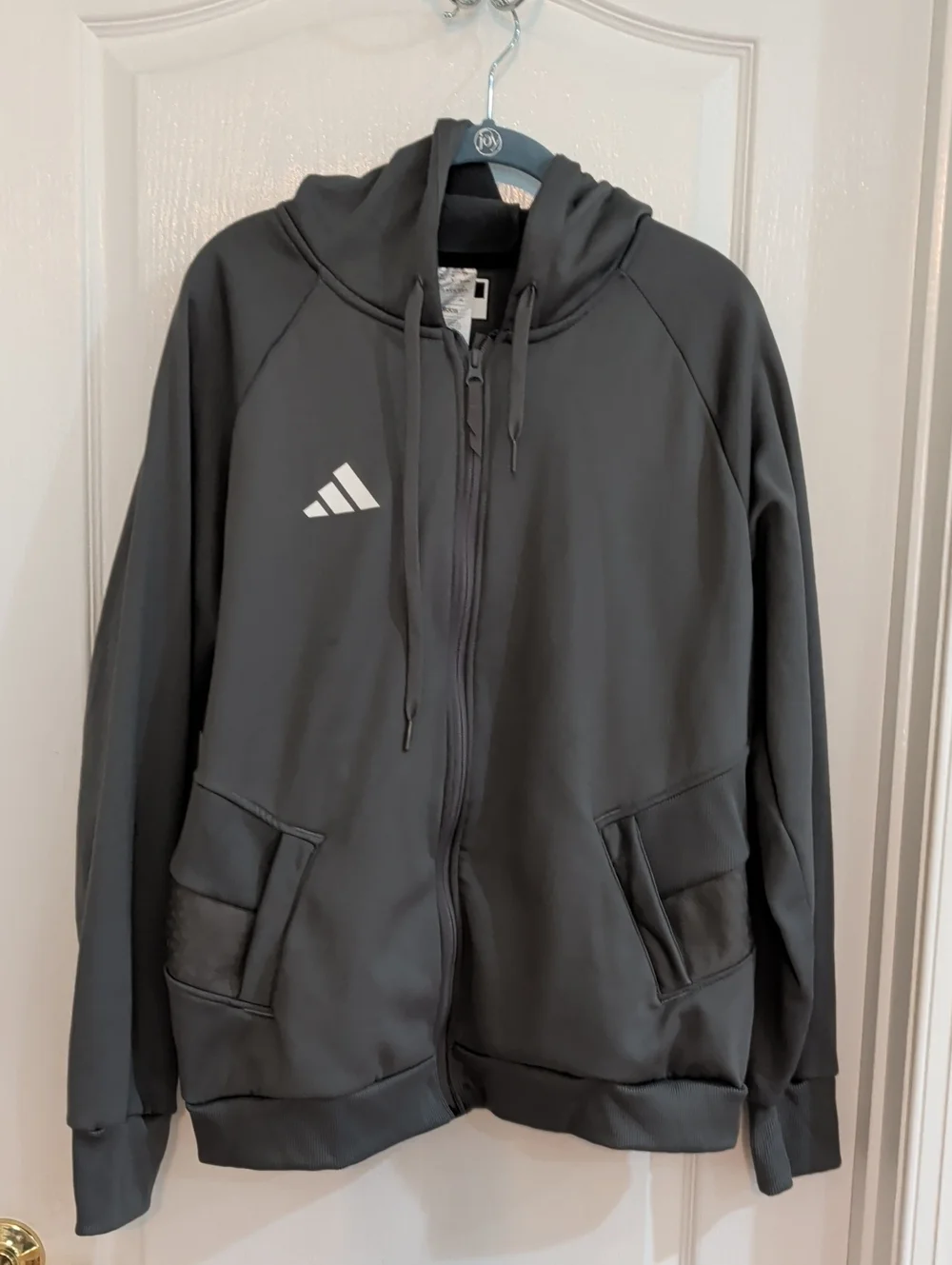 adidas Men’s Dark Gray Full-Zip Performance Hoodie Jacket Sz L